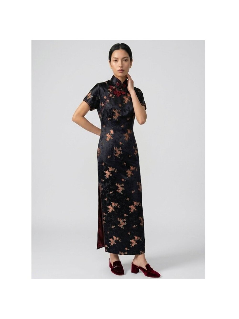 NWT Vintage 90s Salz Squirrel Cheongsam Maxi Dress Sz XL Satin Mandarin Asian - Picture 16 of 16